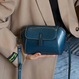 Women's Simple Oil Wax Cowhide Shell Messenger Bag