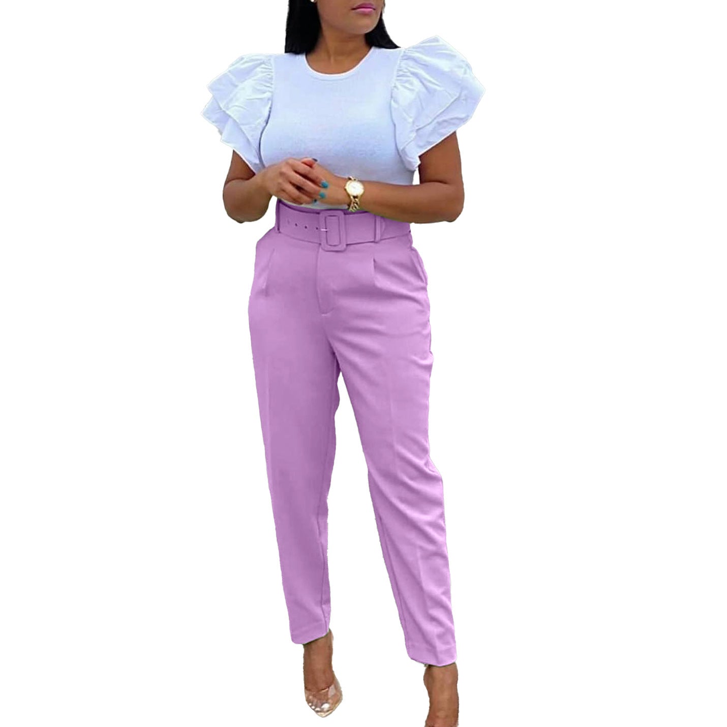 Elegant OL Professional Suit Pants Slim Skinny Pants African High Waist Casual