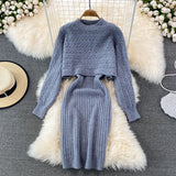 Women's Loose Two-piece Sweater Knitted Dress