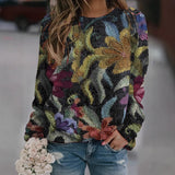 Casual Fashion Loose Ethnic Style Retro Long Sleeve Crew Neck Pullover Sweatshirt