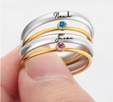 December Color Birthstone Superimposed Combination Engraved Ring