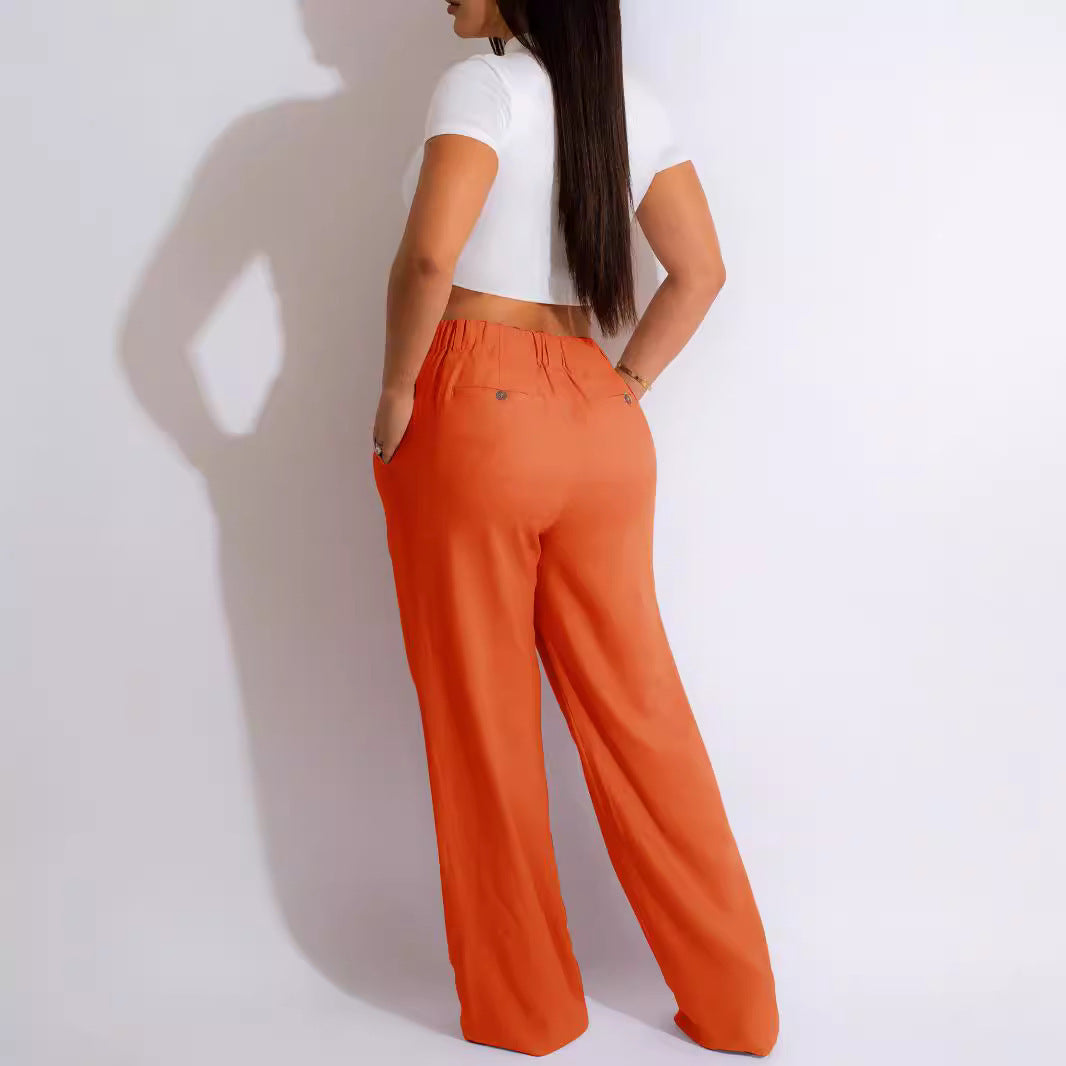 Women's Linen Cotton Casual Breathable Straight Trousers