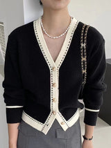 Korean Style Gentle And Comfortable Loose Large V-neck Slimming Bedford Cord Sweater