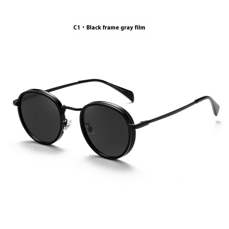 Round Frame Retro Sun Glasses Reflective Lenses
