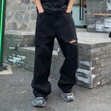 Black Loose Straight Jeans For Men