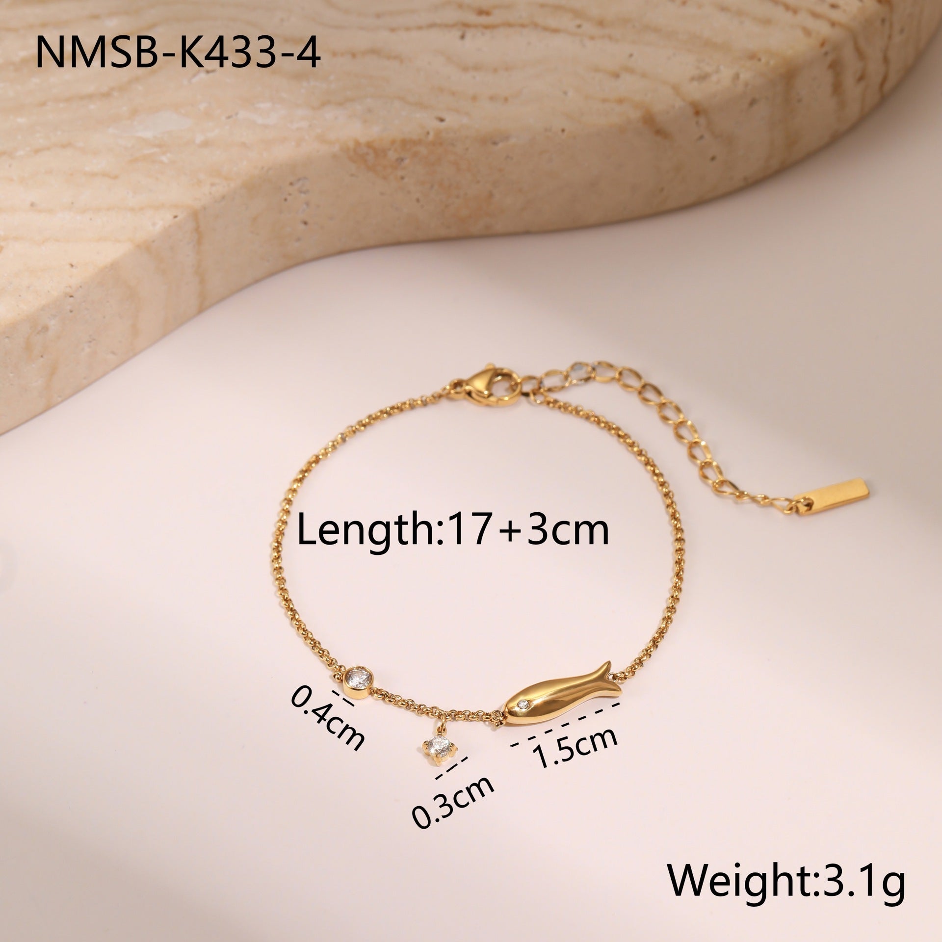 Ins Titanium Steel Bracelet 18K Gold Plating Zircon Star Pendant Exquisite