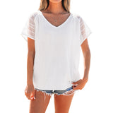 European And American Fashion Thin Crochet Three-quarter Sleeve Top