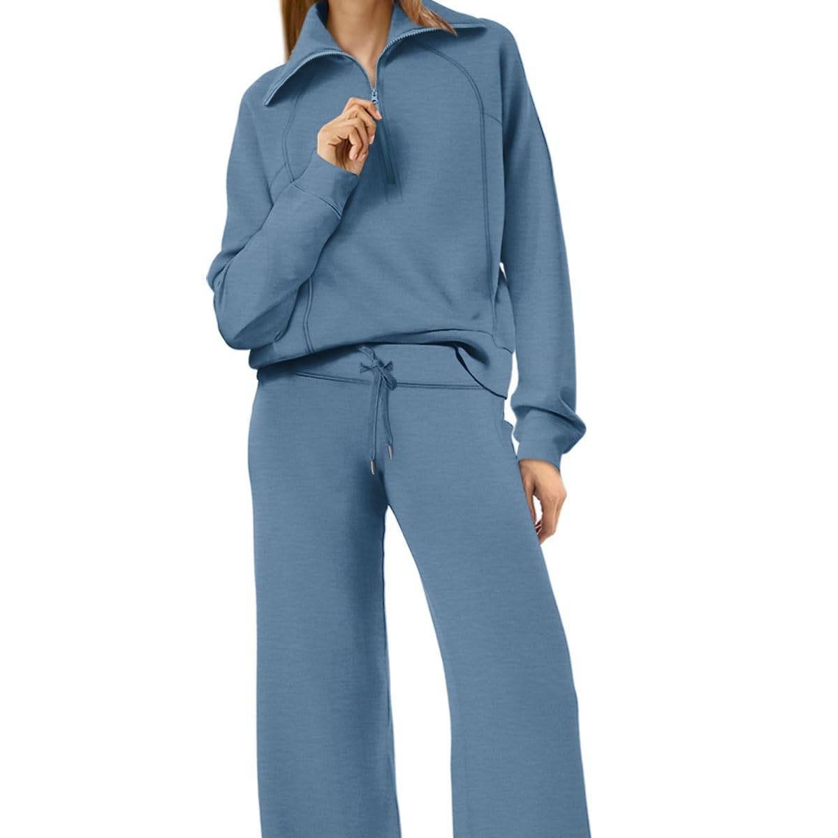 Women's Zip-Up Hooded Sweatshirt Set -Casual Daily Wear, Raglan Sleeves & Thumb Holes, PerfectFall Long Sleeve Hoodie