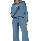 Women's Zip-Up Hooded Sweatshirt Set -Casual Daily Wear, Raglan Sleeves & Thumb Holes, PerfectFall Long Sleeve Hoodie