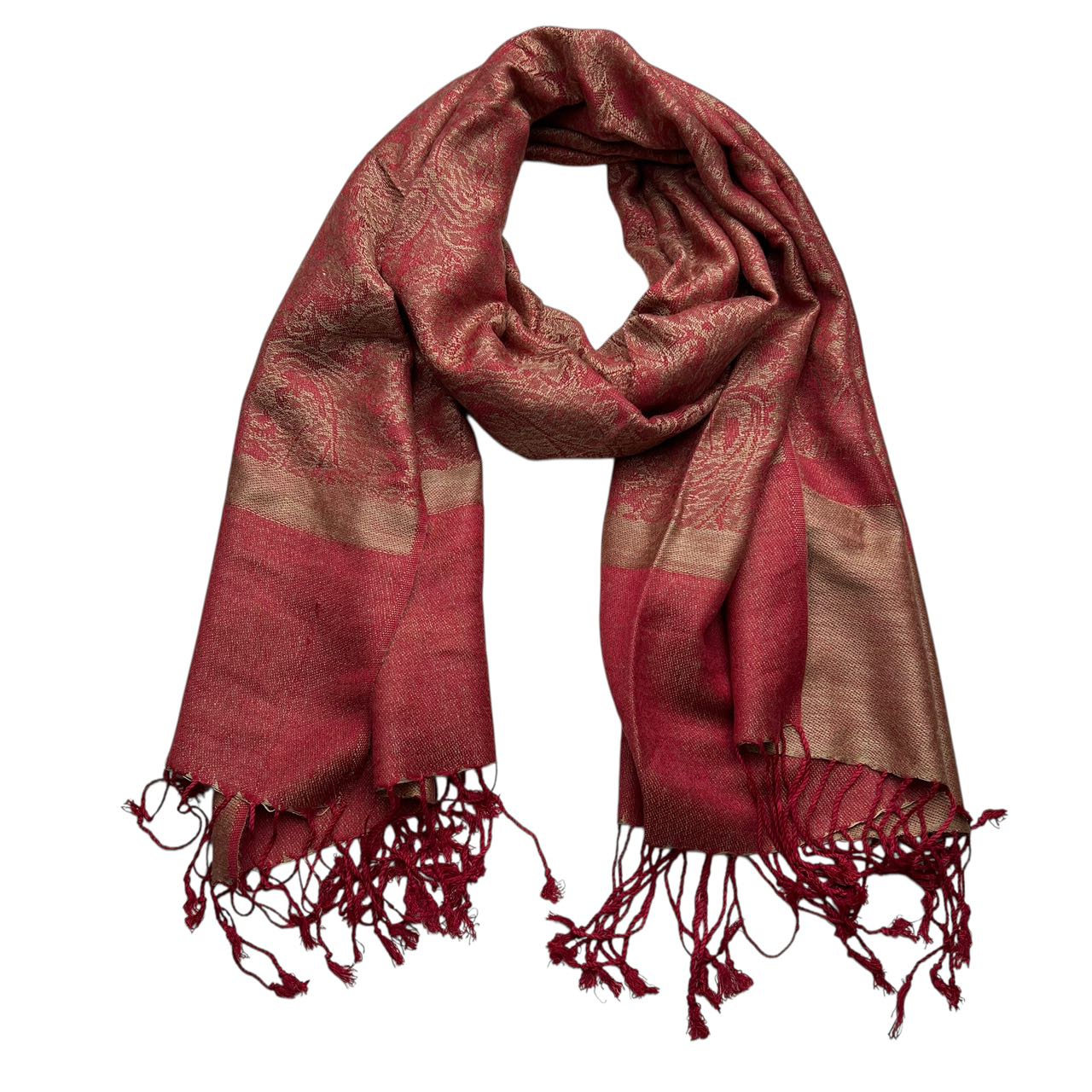 2pcs Classic Red Luxurious Jacquard Weave HeavyweightRed Jacquard Scarf ,Luxe Look For Evening Wear,Scarf,vacation,daily Life,evening Party,Office Appropriate Subtlety For Women Men