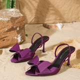 Bowknot Decoration Muller Stiletto Heels Pointed Toe Strap Sandals For Women