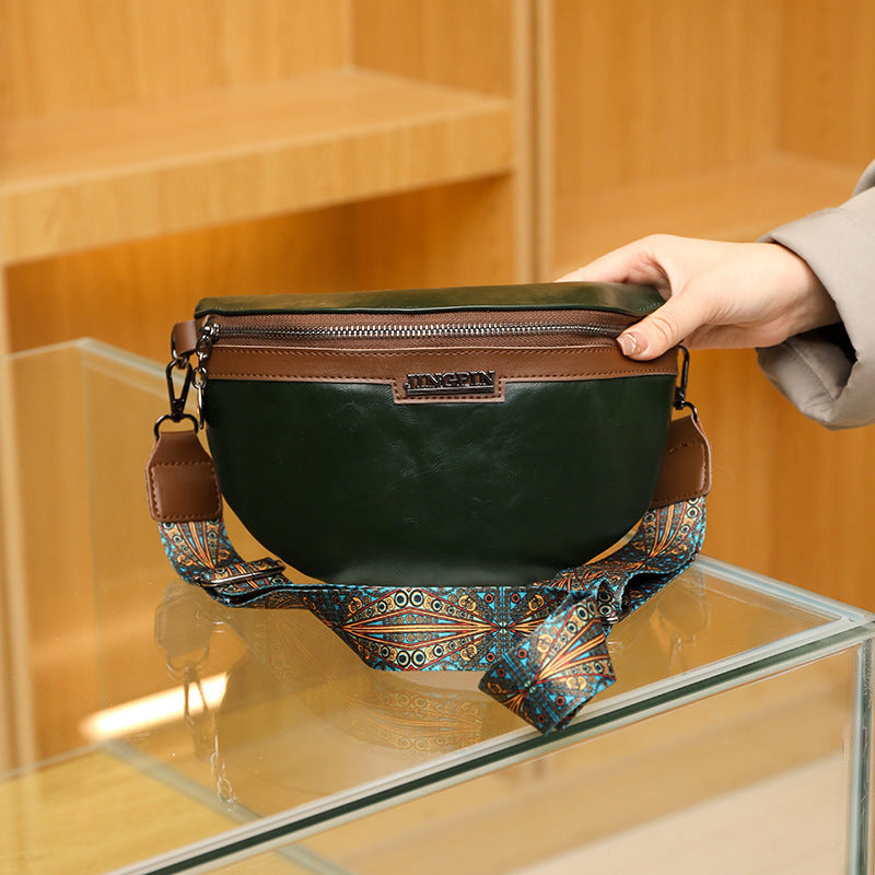 Women's Chest Texture Semi-circular Saddle Bag