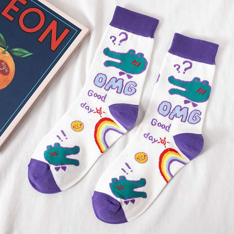Socks Female Tube Socks Cartoon Cute