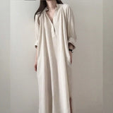 Spring And Autumn Dress Women's Casual Stand Collar Three-quarter Sleeve Lantern Sleeve Dress