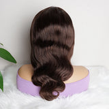 Chocolate Brown 4x4 Lace Closure Human Hair Wig, Body Wave Wig Color 4, 150 Density
