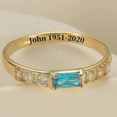 Diamond-encrusted Rectangular Birthstones Ring Birthstone Lettering In December