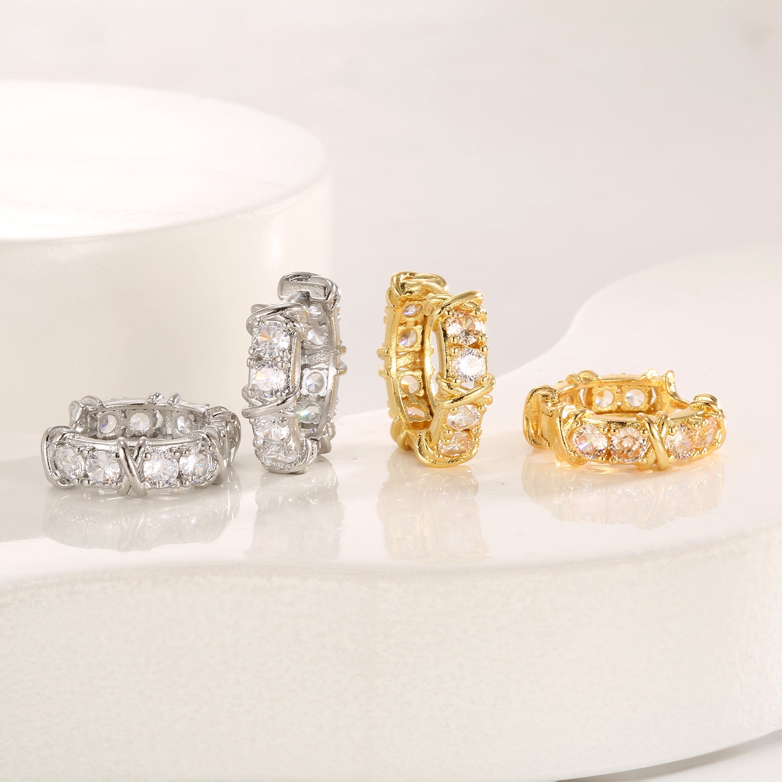 Geometric Simple Hexagonal Clover Cross Earrings