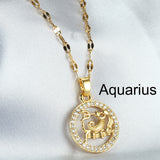 Golden Twelve Constellation Pendant Necklace INS Style