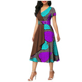 African Batik Double-sided Printed Short-sleeved Women's Cotton Dress
