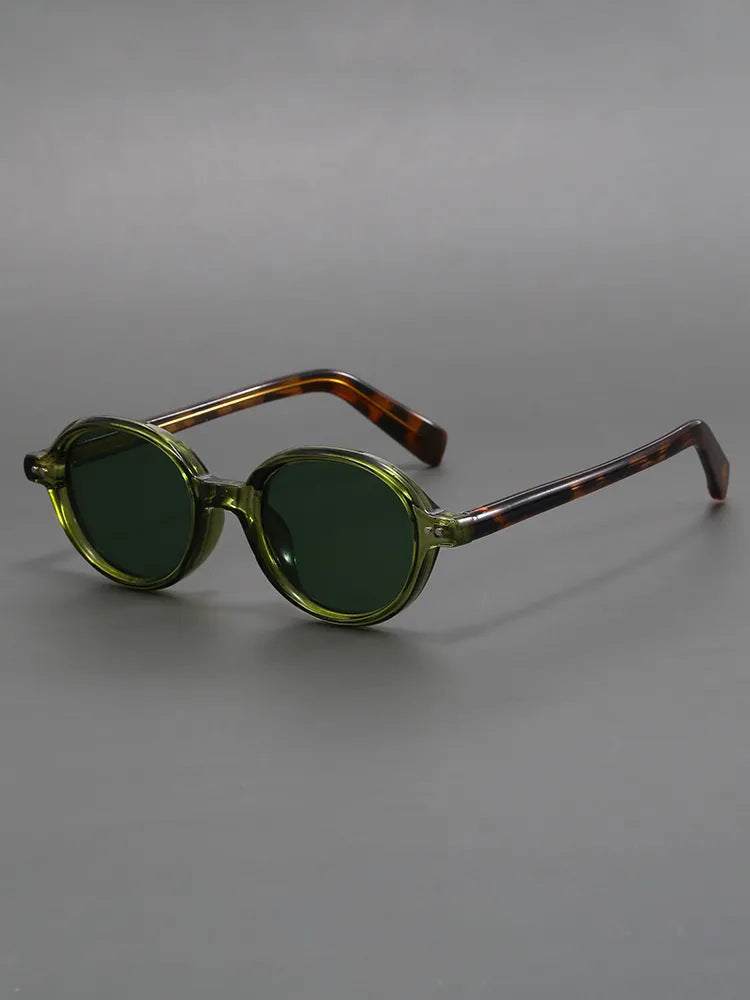 Retro Oval Black Frame Sun Shade Glasses