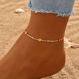 Fashion Simple Color Anklet Beach Flower Foot Ornaments