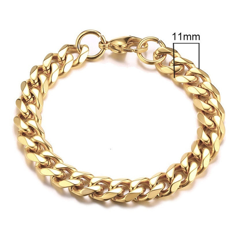 Gold Cuban Link Chain Six-sided Bracelet