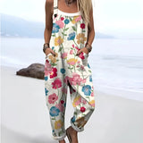 Digital 3D Printed Button Strap Women's Casual Pants