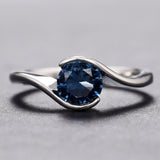 Fashion Twisted Arm Blue Round Diamond Zircon Topaz Simple Women's Ring