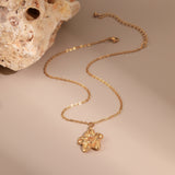 European And American Dignified Flowers Necklace Titanium Steel Earrings Open Ring