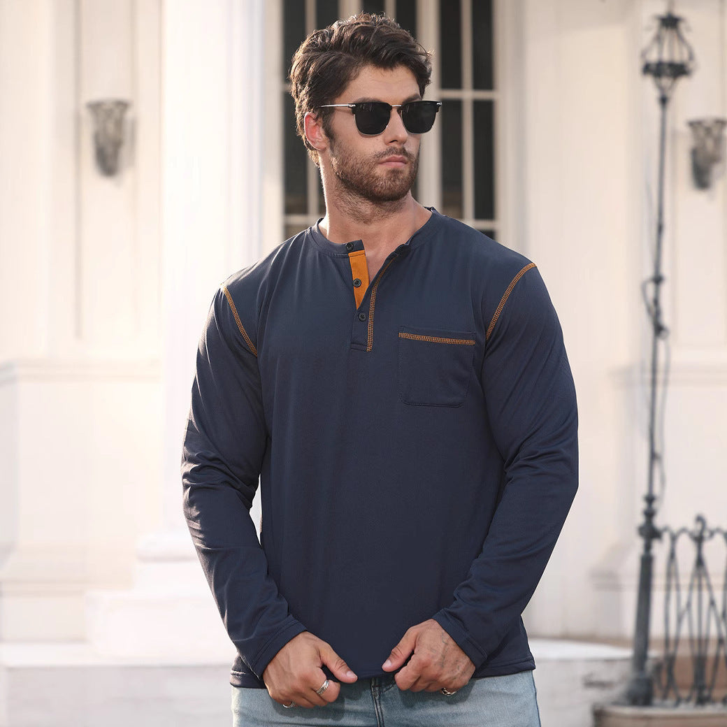 Long Sleeve Sweater Bottoming Men's Stand Collar Polo Shirt