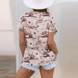 European And American Leisure All-matching Printed Loose T-shirt