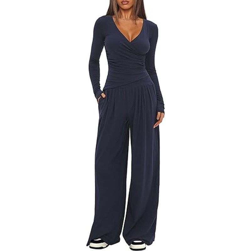 Women's Wide-leg Pants Long-sleeved Sportswear Suit