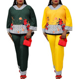 African Plus Size Print Women's Two Piece Set