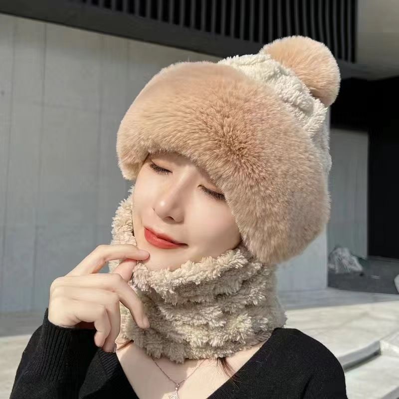 Hat Ear Protection And Wind Protection Outdoor Female Single-layer Fleece-lined