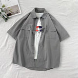 Men's Summer Korean Style Handsome Workwear Tops Shirt