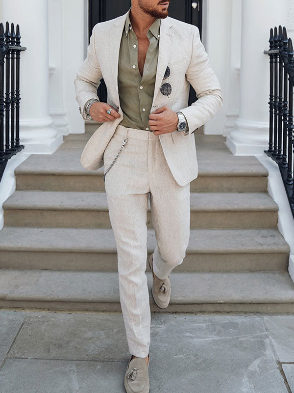 Men's Suit Solid Color Two-piece Suit