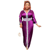 African Ethnic Style Women's Clothing Dress Rayon Hot Rhinestone V-neck With Belt