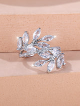Horse Eye Zircon Leaf Ring Fashion All-match