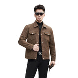 Suede Leather Jacket Men's Slim-fit High-grade Pu Handsome Retro Biker's