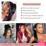 360 Lace Front Human Hair Wig, Body Wave Wig Natural Color, 150 Percent Density