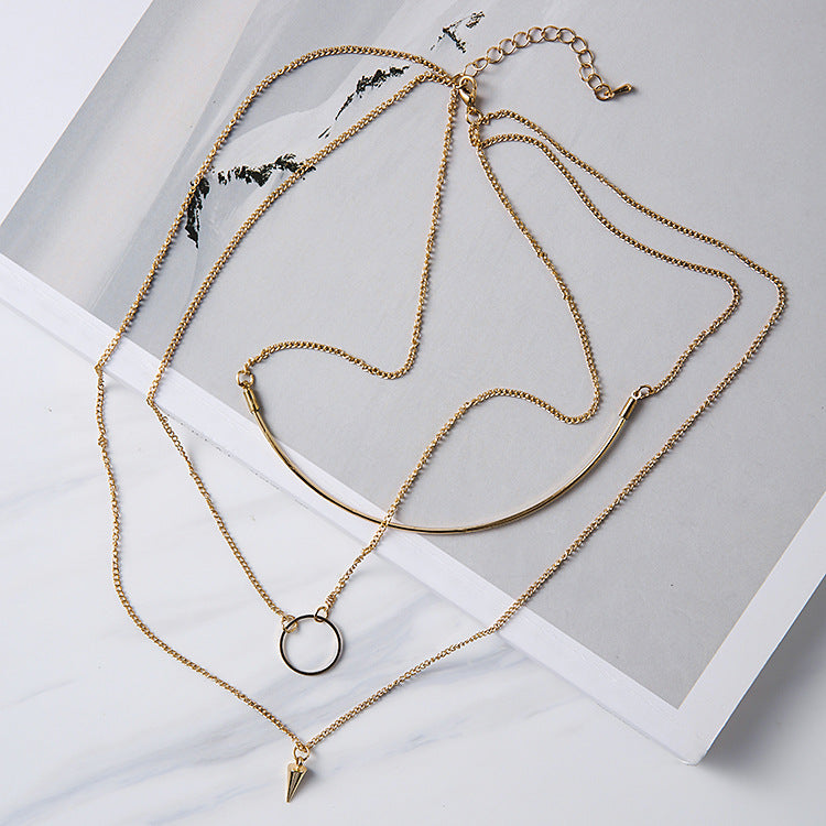 Korean Fashion Multideck Design Long Necklace Joker Simple Collarbone Kolye For Women Party Accessories