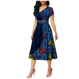 African Batik Double-sided Printed Short-sleeved Women's Cotton Dress