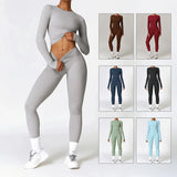 Tight-fitting Brushed Yoga Suit Quick-drying Fitness Clothes  Fitness Long Sleeve Tracksuits Sports Suit Gym Top High Waist Leggings Women Sets Yoga Set