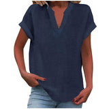 Solid Color Short Sleeve Women's Shirt