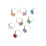 European And American Classic Light Luxury Multi-color Artificial Crystal Square Ring For Women