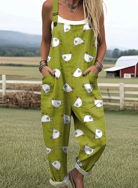 Digital 3D Printed Button Strap Women's Casual Pants