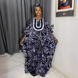 African Embroidered Printed Loose Robe With Headscarf