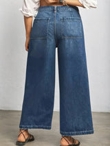 New Women’s Straight Leg Wide Leg Jeans, Slim Fit, Built-in Zipper, Designed Pocket, Suitable For Students, Work, And All Season Wear