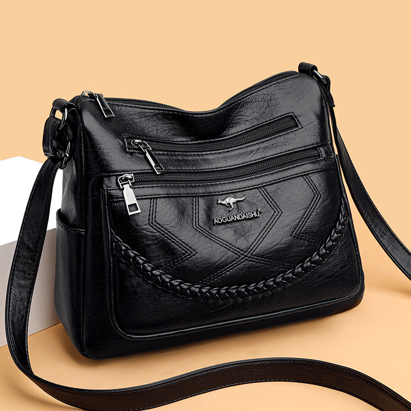 Fashion Shoulder Bag Soft Leather Middle-aged Women's Large Capacity
