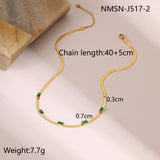 RETRO Geometric Square Zircon Necklace Stainless Steel Necklace Chain Like Flat Snake